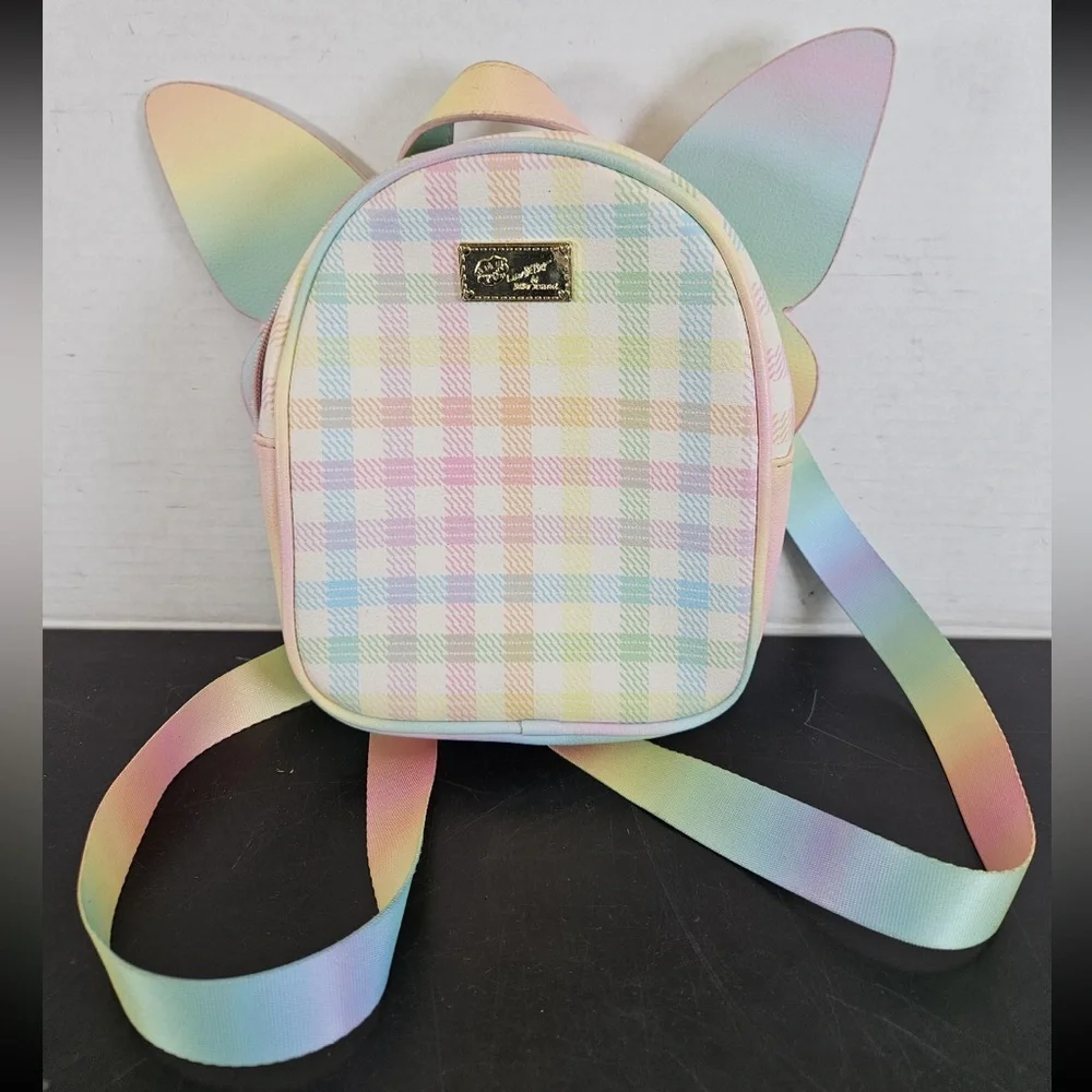 Luv Betsey Kitsch Collab Rainbow Wings Plaid Mini Backpack